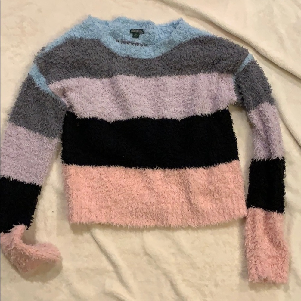 Wild fable crop chenille color block sweater